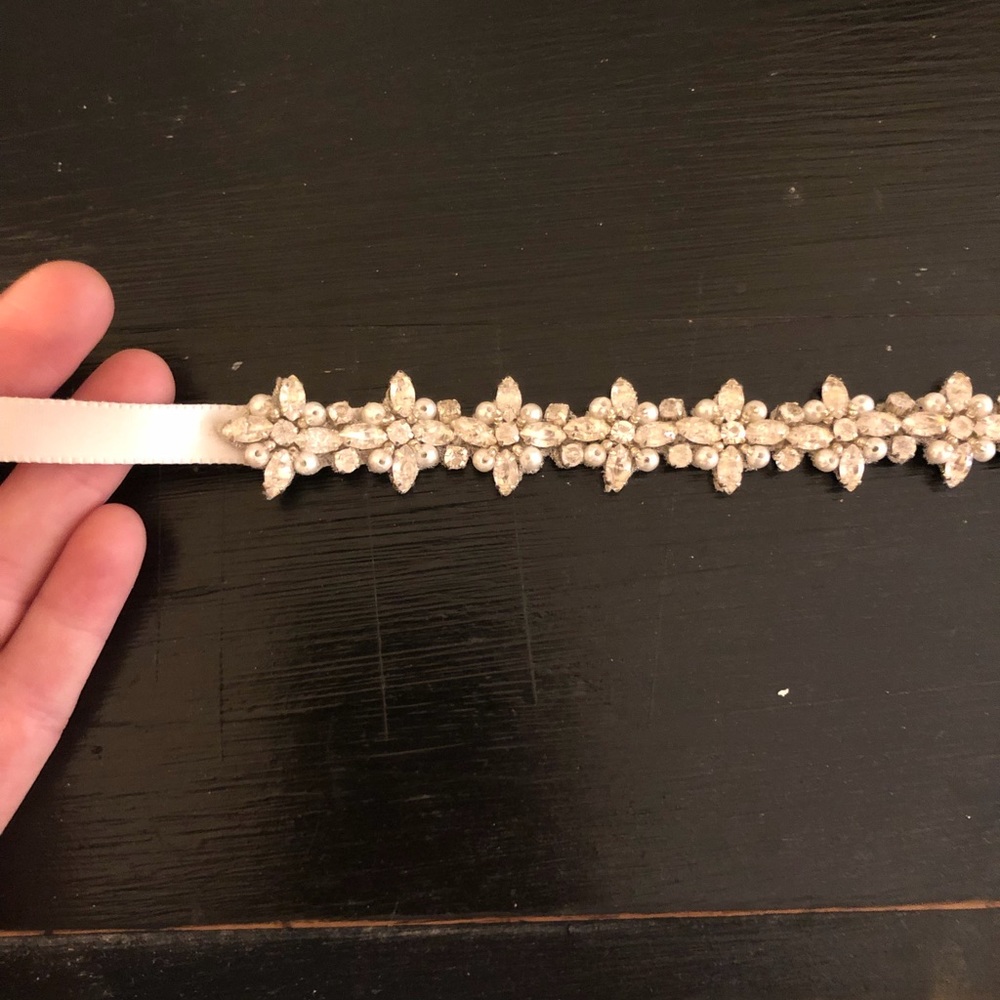 BHLDN sash with pearls and rhinestones! A.E. Ellie